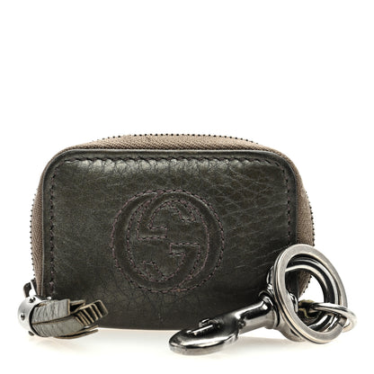 Gucci Metallic Pebbled Calfskin Soho Coin Purse Key Ring Sasso 1 of 6
