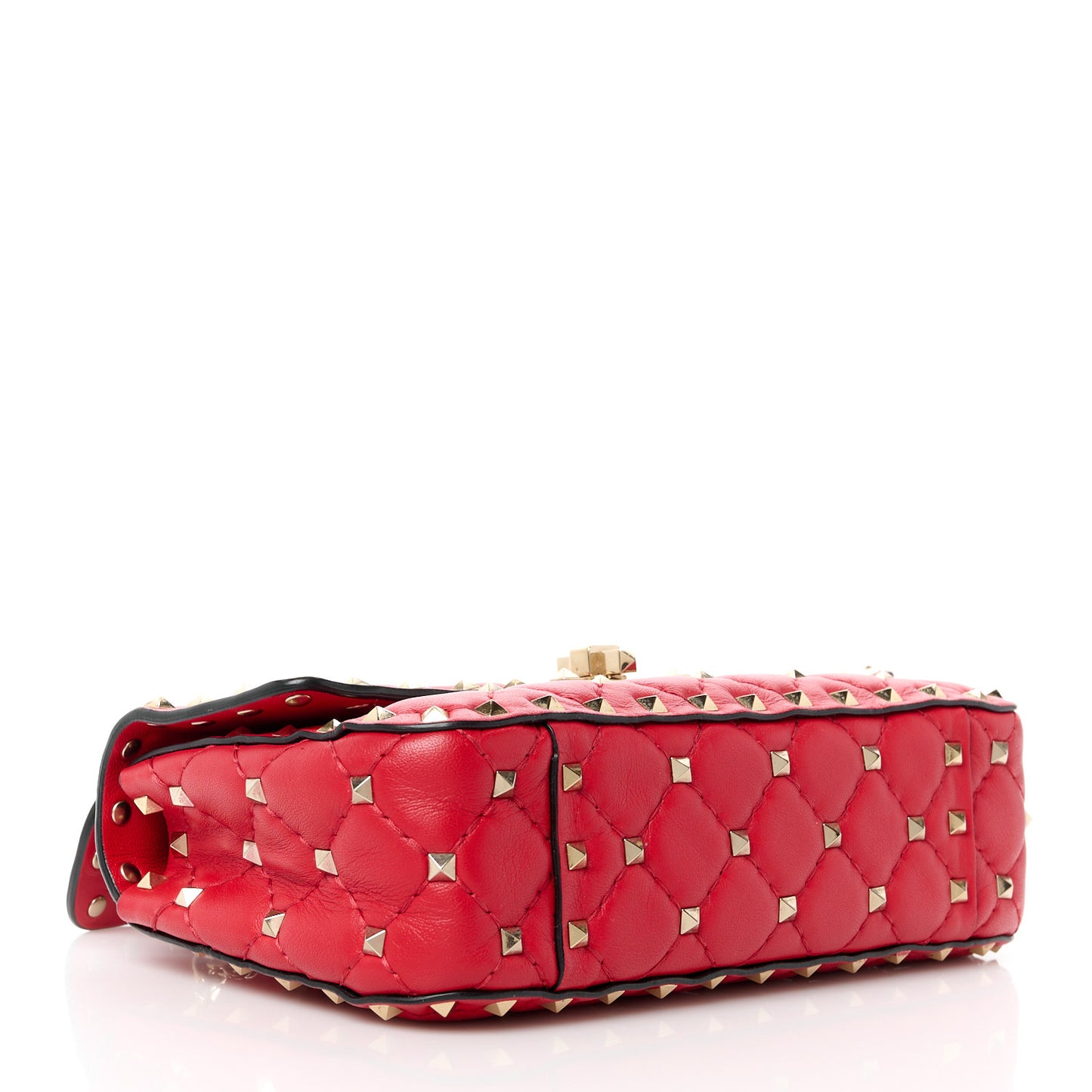 Lambskin Small Rockstud Spike Shoulder Bag Red
