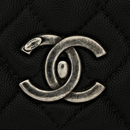 Chanel Caviar Lizard Quilted Medium Coco Handle Flap Black Khaki 13 of 14