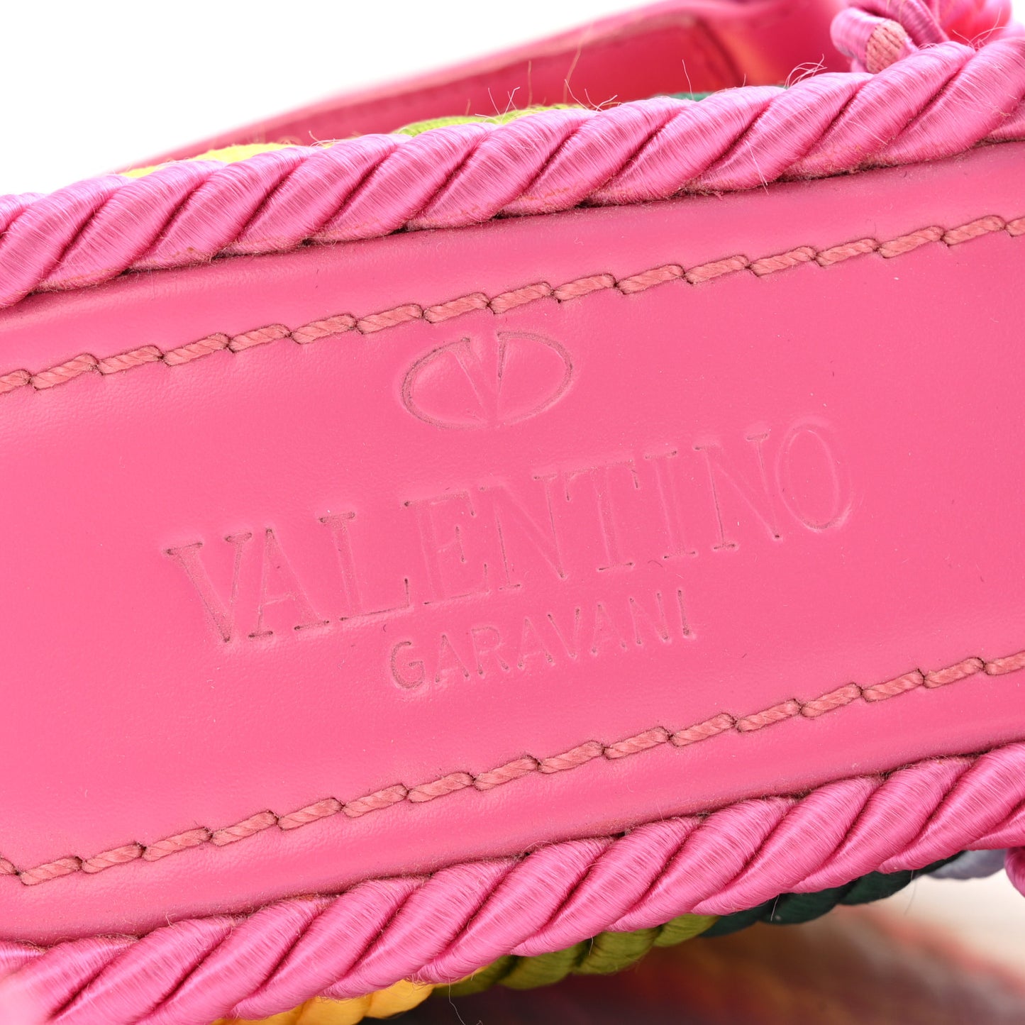 Calfskin Rockstud Ankle Strap Torchon Espadrille 25/115mm Wedge Sandals 37 Feminine Pink Multicolor