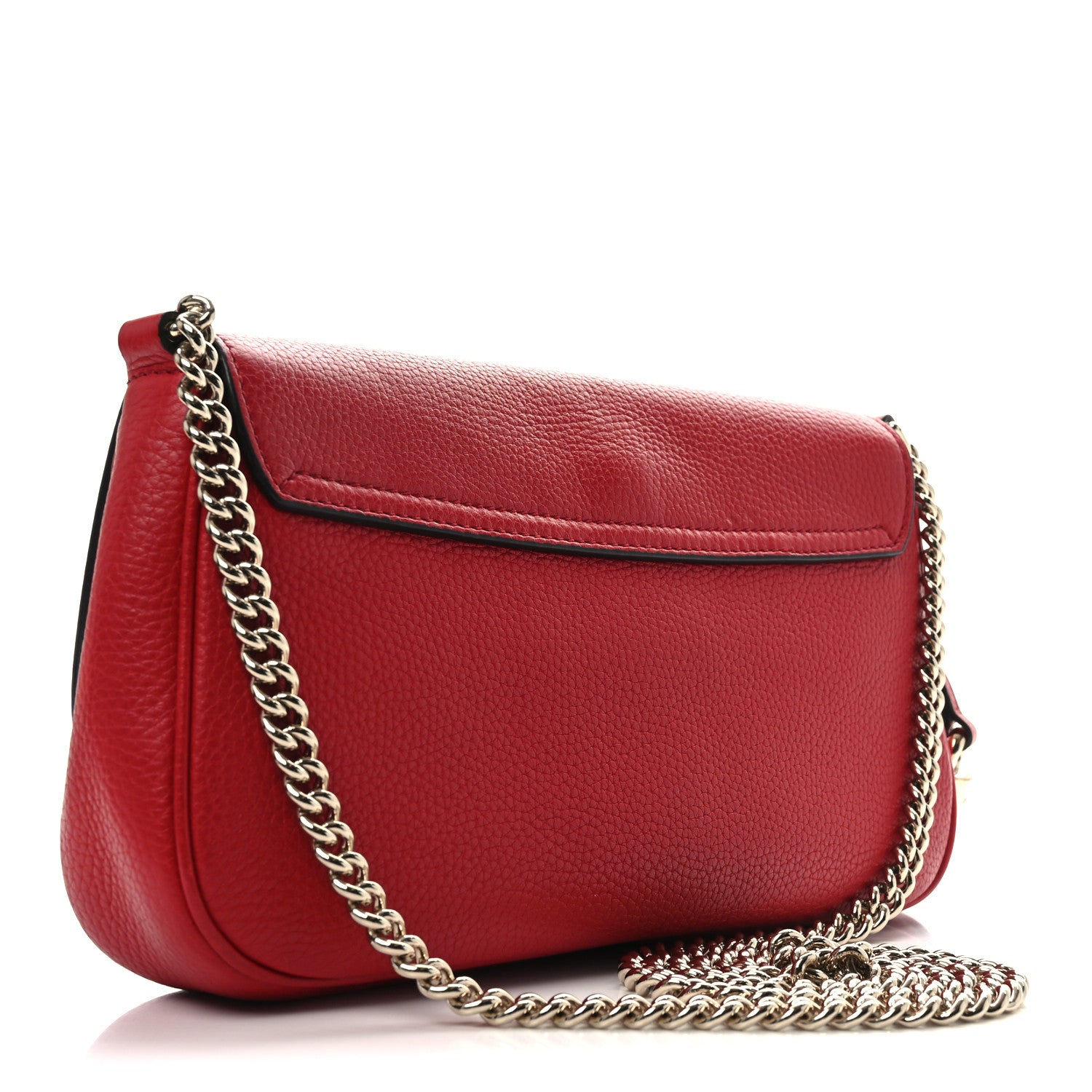 Gucci Pebbled Calfskin Medium Soho Flap Crossbody Vibrant Red 3 of 10