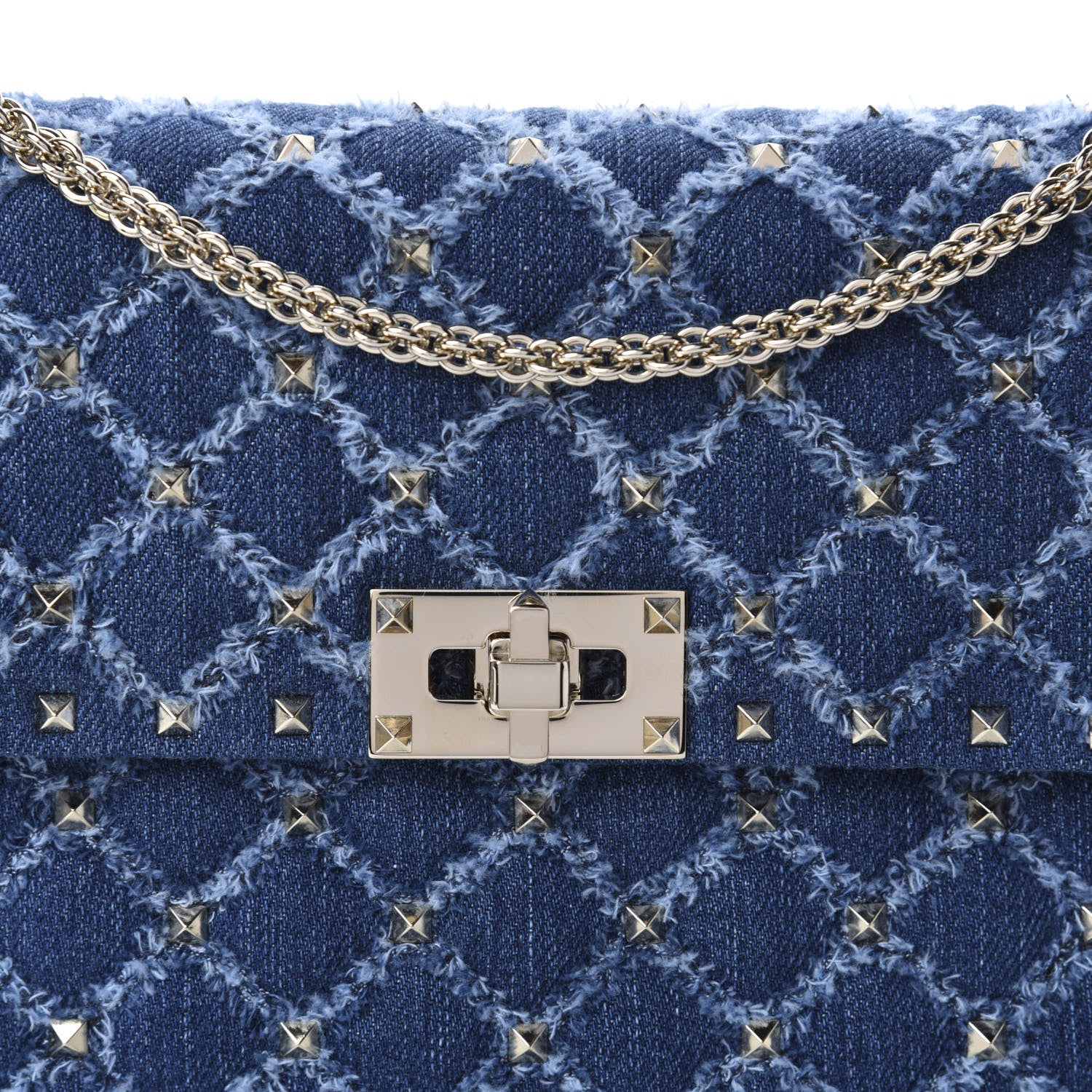 Valentino Garavani Denim Medium Rockstud Spike Shoulder Bag Denim 9 of 9