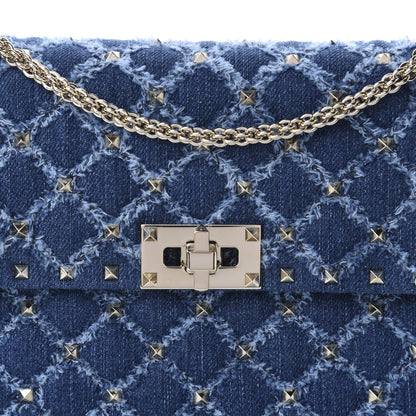 Valentino Garavani Denim Medium Rockstud Spike Shoulder Bag Denim 9 of 9