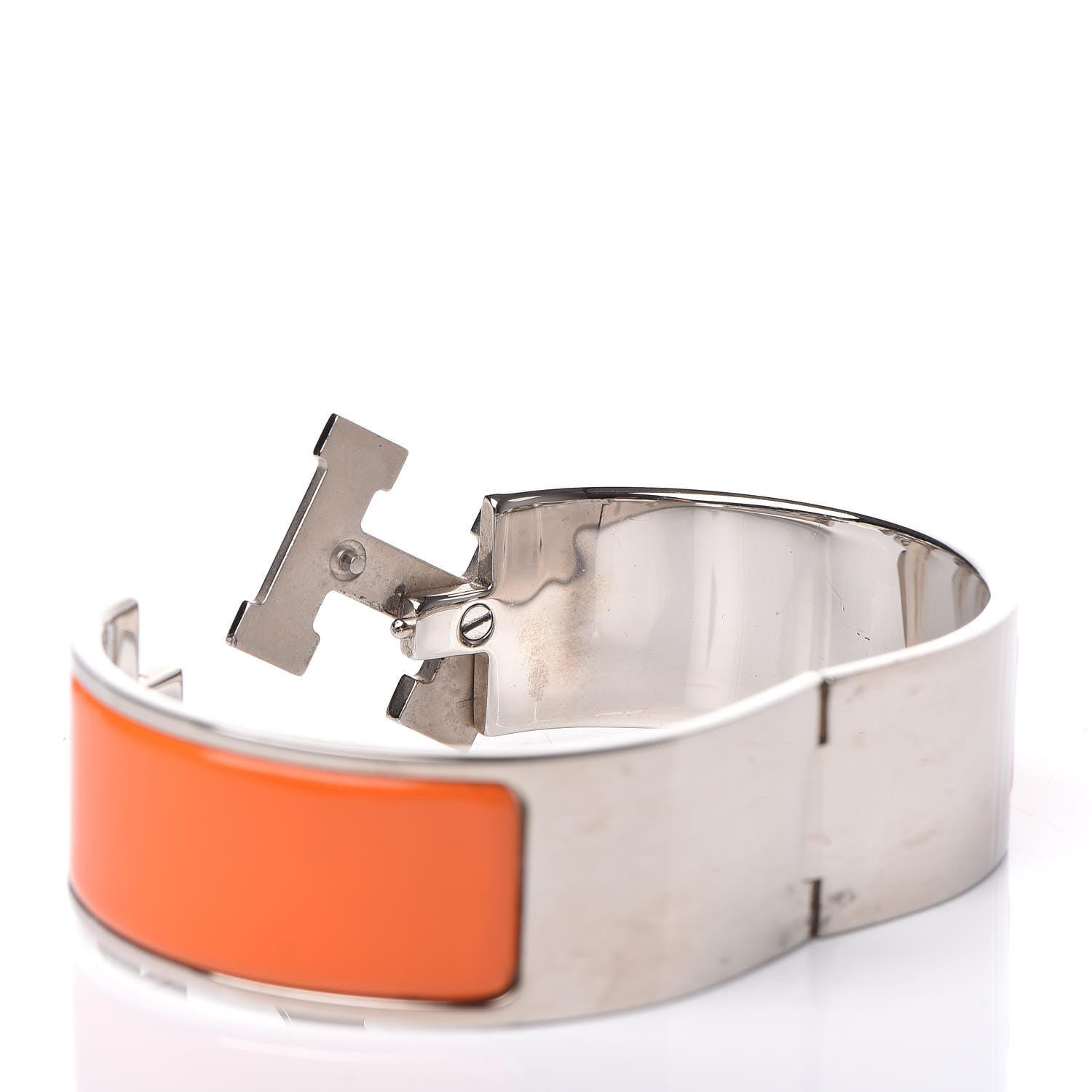 Hermes Enamel Wide Clic Clac H Bracelet GM Orange 5 of 6