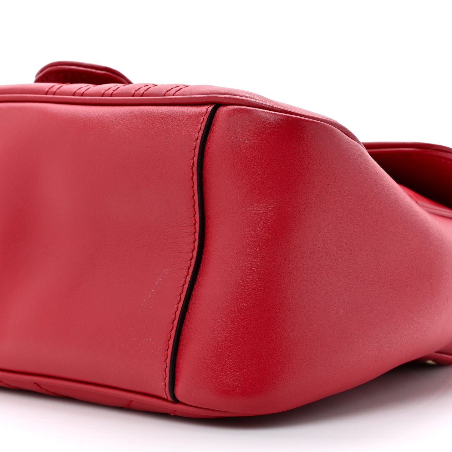 Calfskin Matelasse Sylvie Web Small GG Marmont Top Handle Shoulder Bag Hibiscus Red