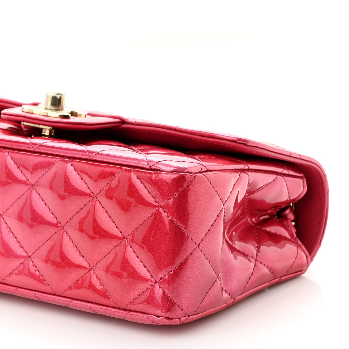 Shaded Patent Calfskin Quilted Mini Rectangular Flap Pink Dark Pink