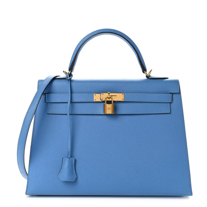 Hermes Epsom Kelly Sellier 32 Bleu Paradis 1 of 10