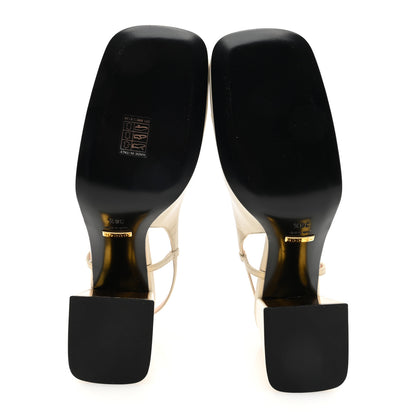 Gucci Malaga Kid Horsebit 75mm Slingback Pumps 38.5 Mystic White 5 of 7