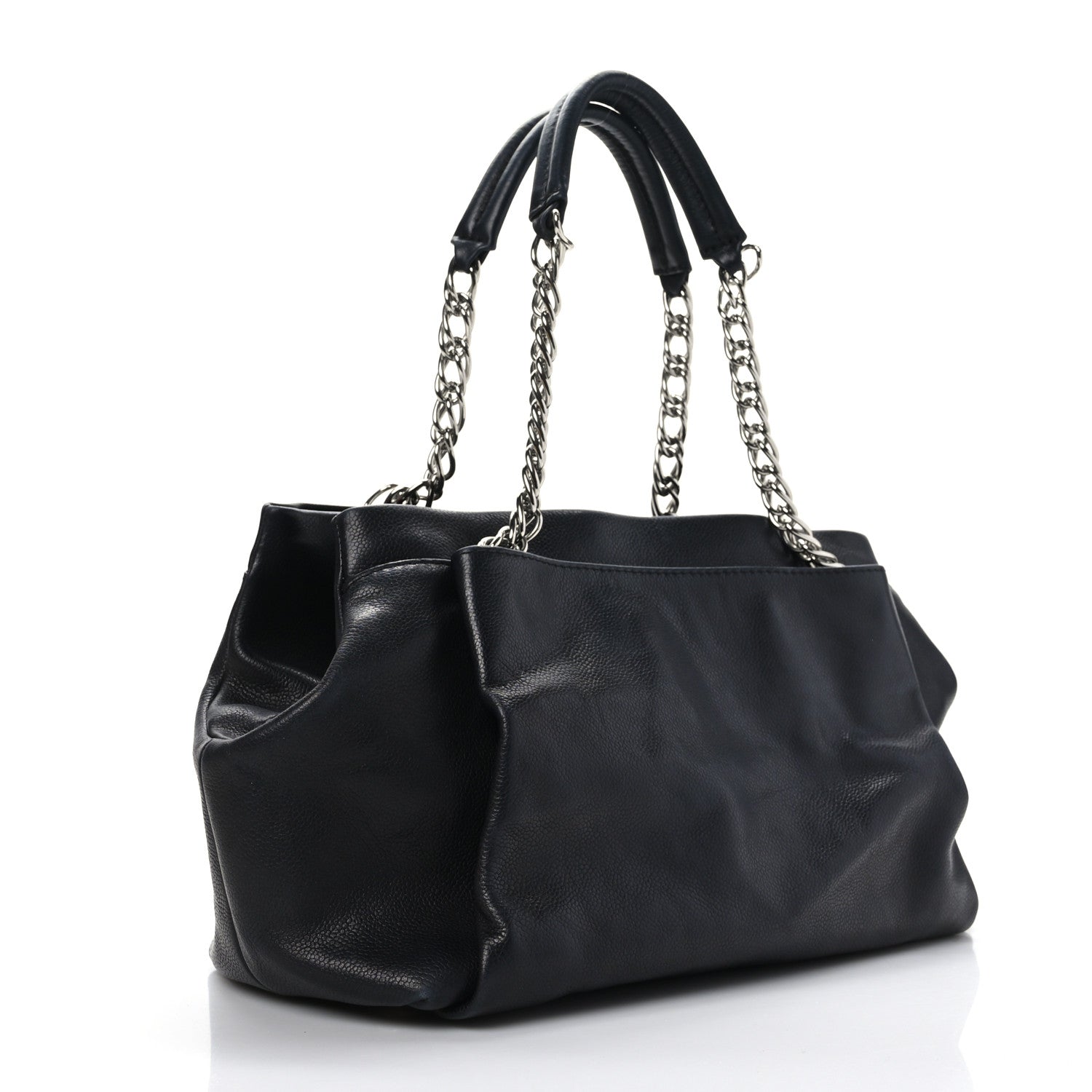 Chanel Caviar CC Tuck Medium Tote Black 3 of 9