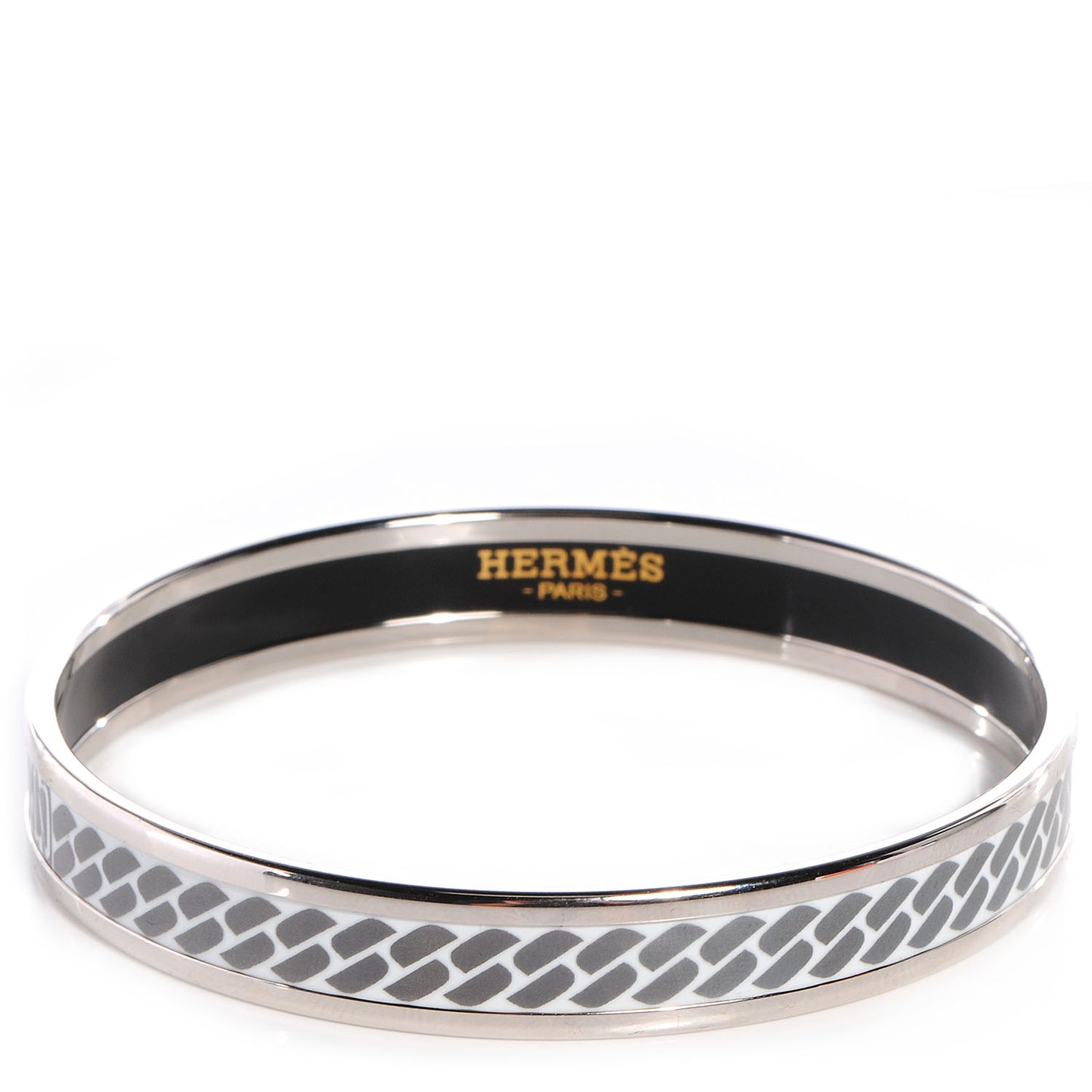 Enamel Printed Narrow Clic C'est Noue Bracelet 62 White Platinum