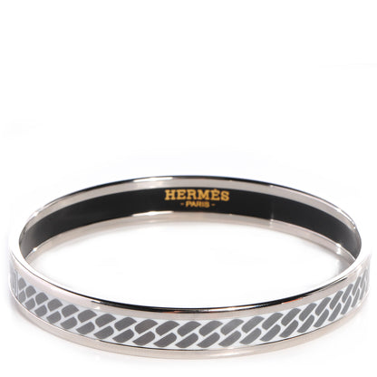 Hermes Enamel Printed Narrow Clic C'est Noue Bracelet 62 White Platinum 1 of 6