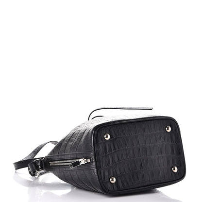 Saint Laurent Calfskin Crocodile Embossed Medium Emmanuelle Bucket Bag Black 5 of 8