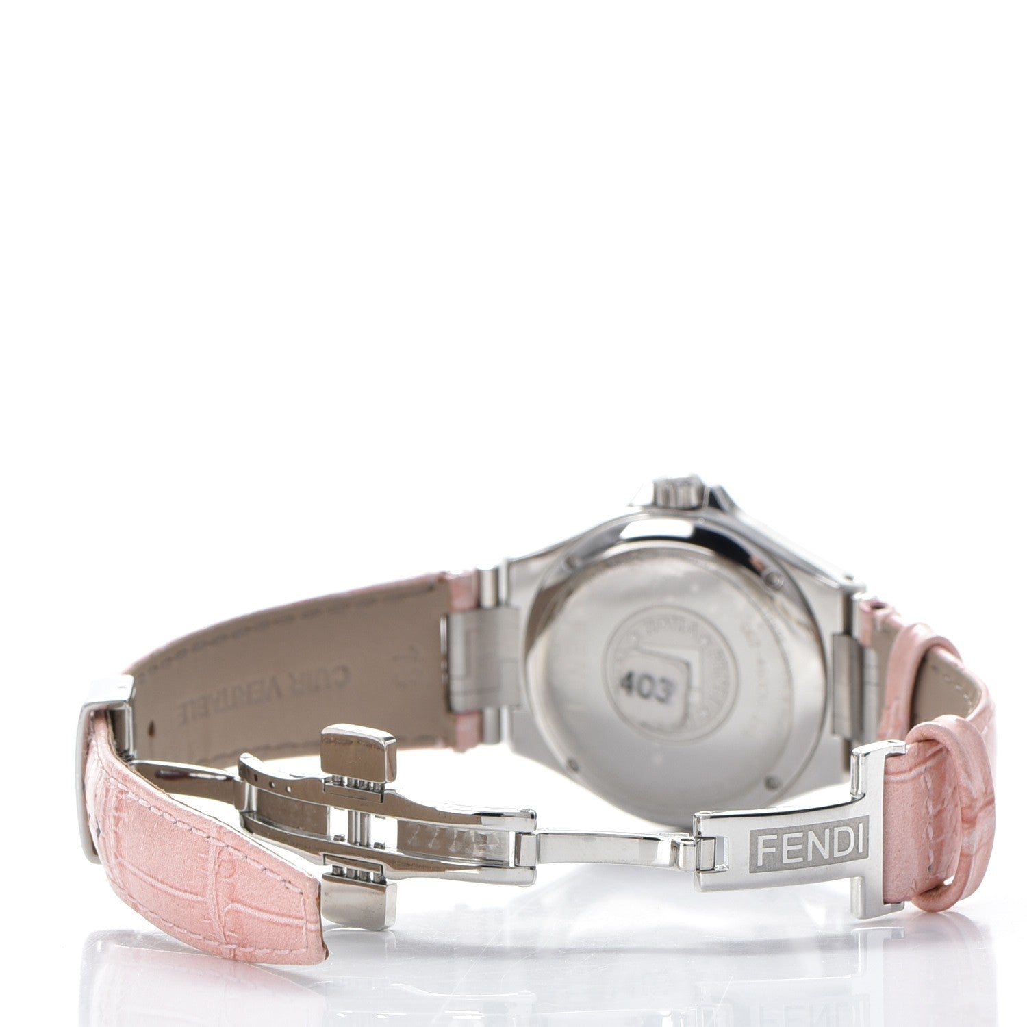 Fendi Stainless Steel Alligator Diamond 33mm High Speed Quartz Watch Pink 6 of 9