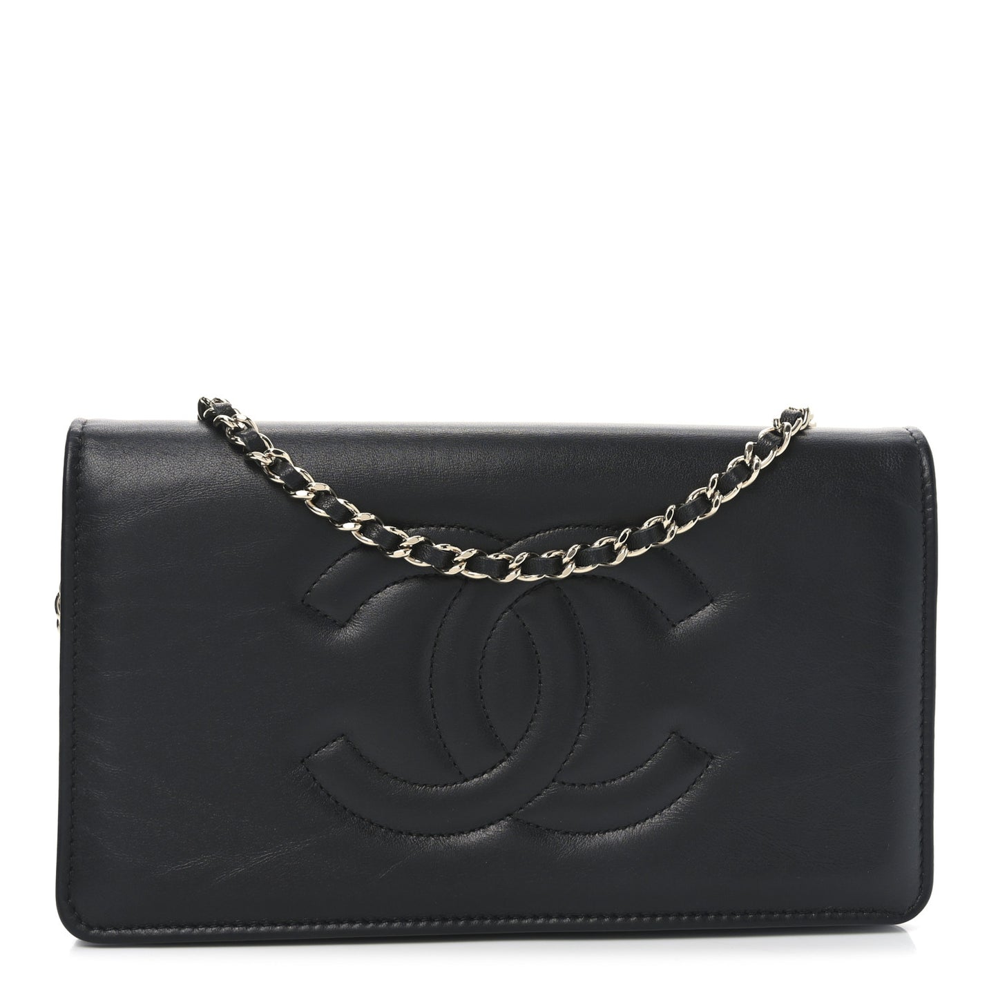 Lambskin Quilted Timeless CC Wallet On Chain WOC Black
