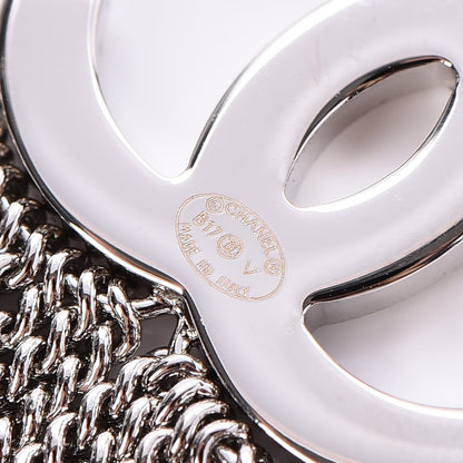 Chanel Crystal CC Chain Drop Earrings Silver 4 of 5