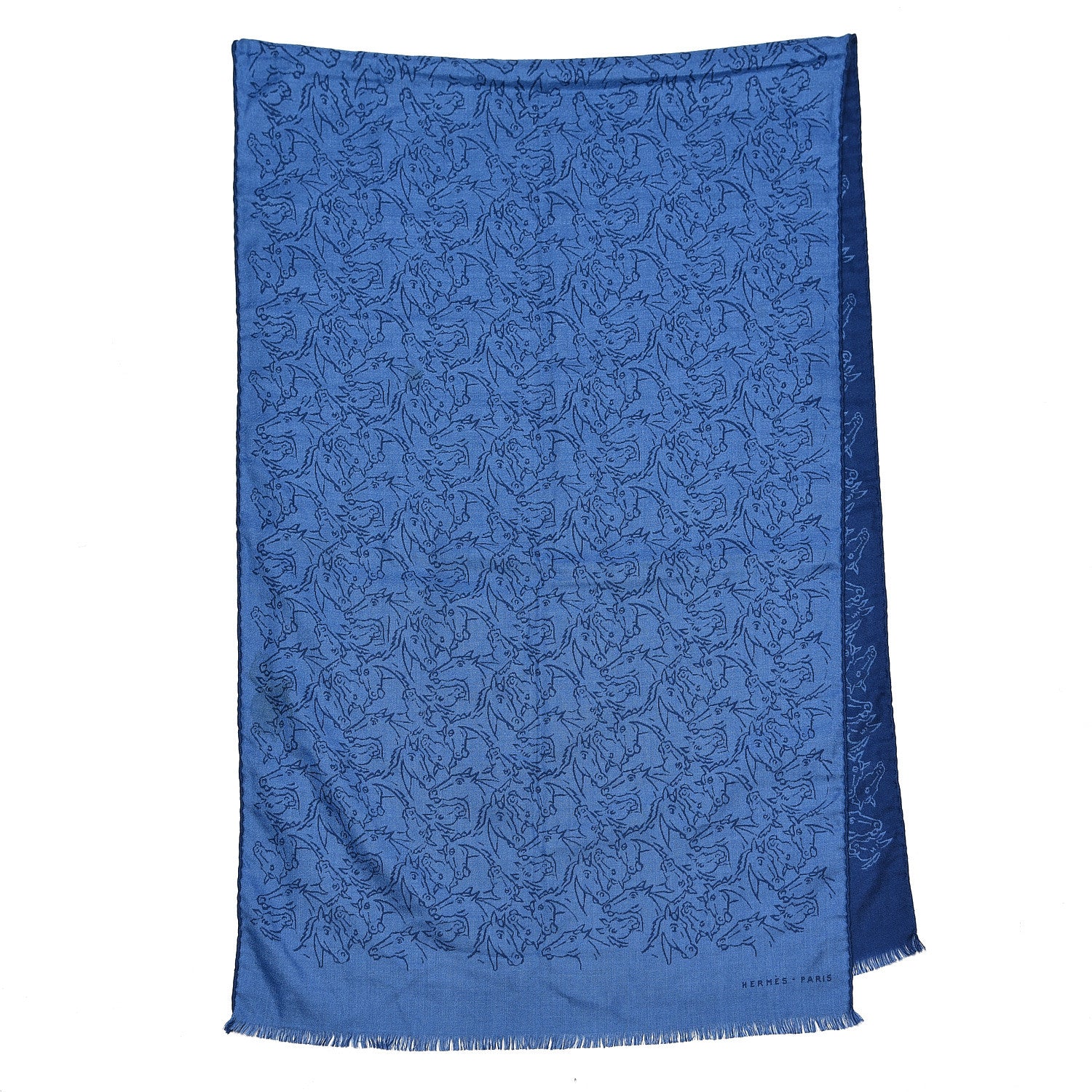 Hermes Cashmere Silk Whispering Horses Echarpe Muffler Mediterranee Indigo 3 of 5