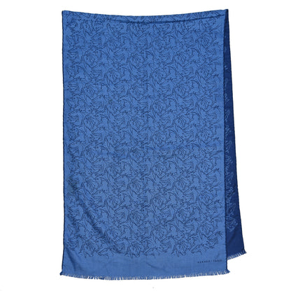 Hermes Cashmere Silk Whispering Horses Echarpe Muffler Mediterranee Indigo 3 of 5