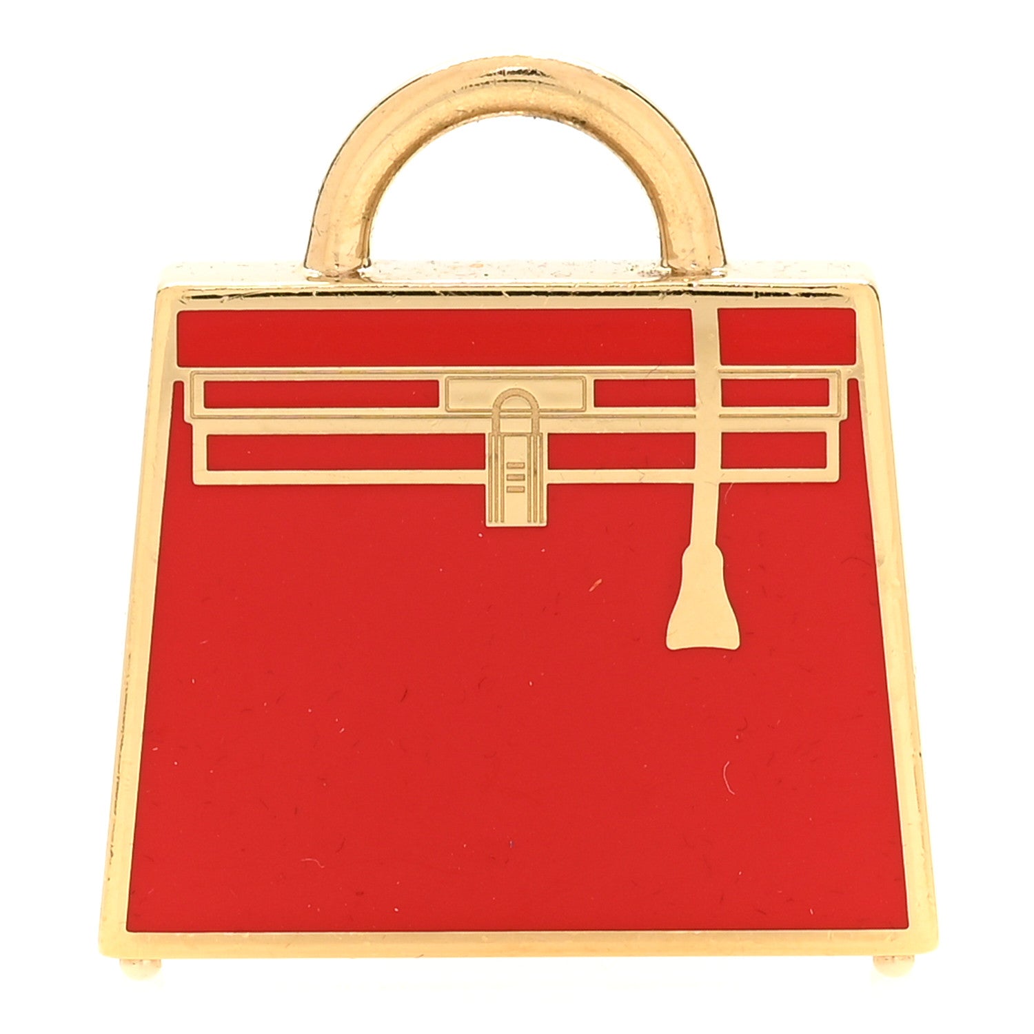 Hermes Metal Lacquered Permabrass Kelly Curiosite Charm Rouge H 1 of 5