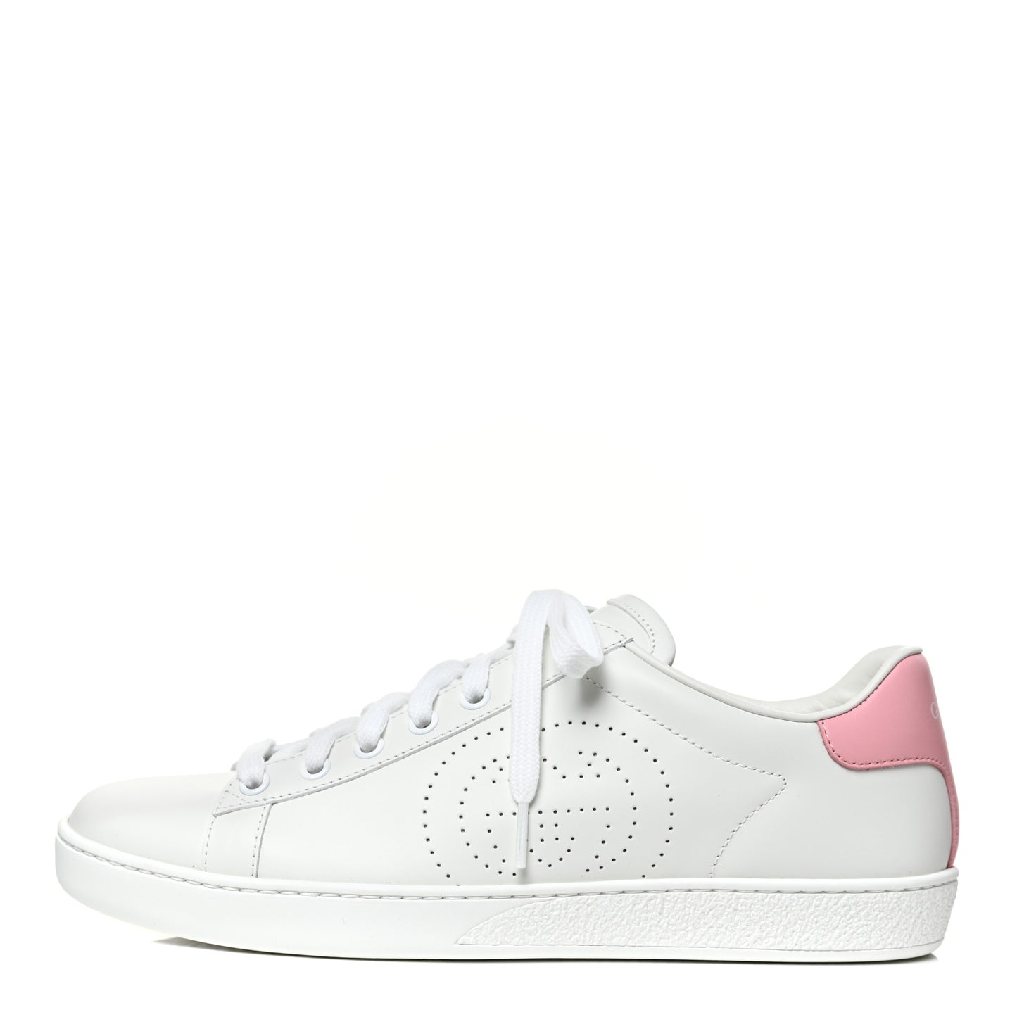 Calfskin Interlocking G Perforated Womens Ace Sneakers 39 White Wild Rose