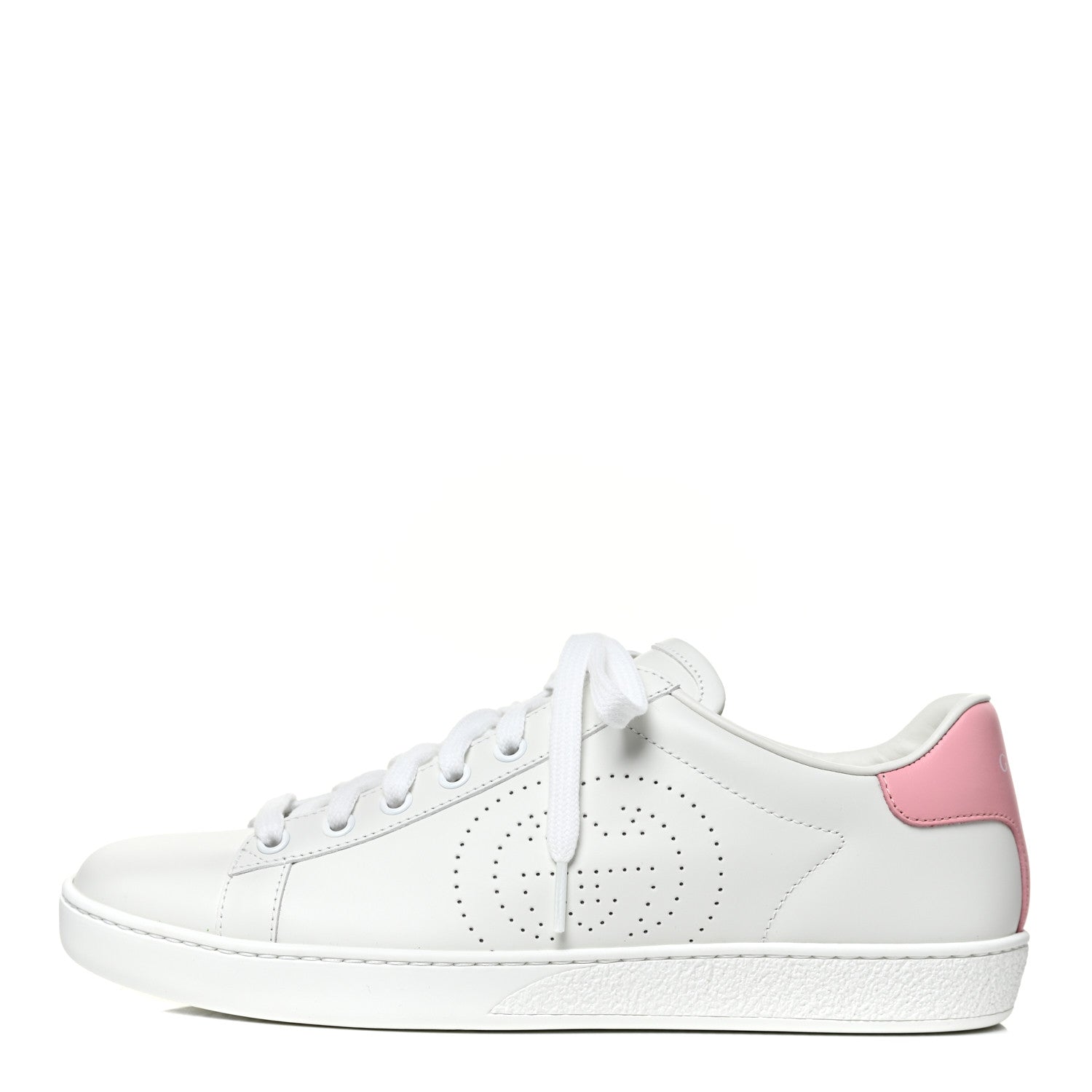 Gucci Calfskin Interlocking G Perforated Womens Ace Sneakers 39 White Wild Rose 1 of 8