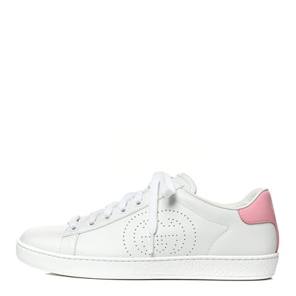 Gucci Calfskin Interlocking G Perforated Womens Ace Sneakers 39 White Wild Rose 1 of 8