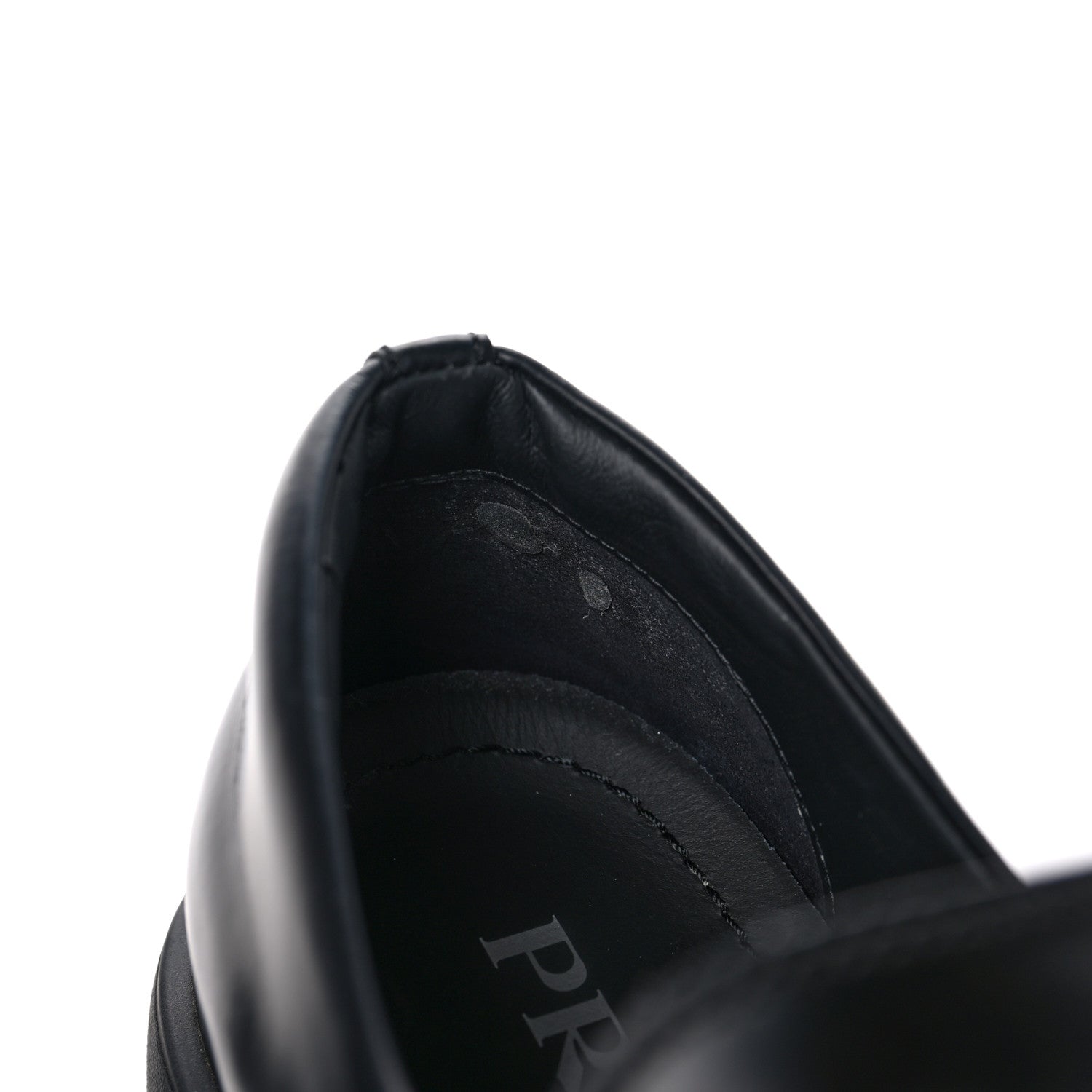 Prada Spazzolato Rois Metal Triangle Logo Monolith 55mm Loafers 40 Black 10 of 10