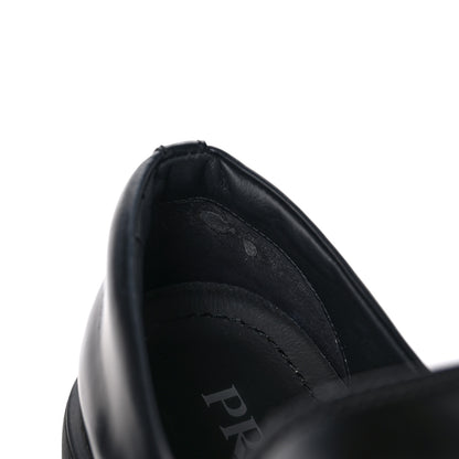 Prada Spazzolato Rois Metal Triangle Logo Monolith 55mm Loafers 40 Black 10 of 10