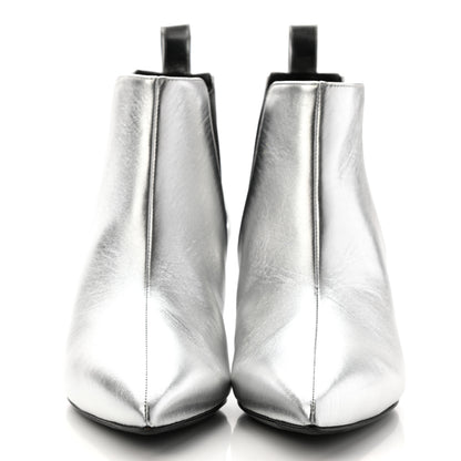 Gucci Nappa Zumi Mid Ankle Boots 38 Silver 2 of 14