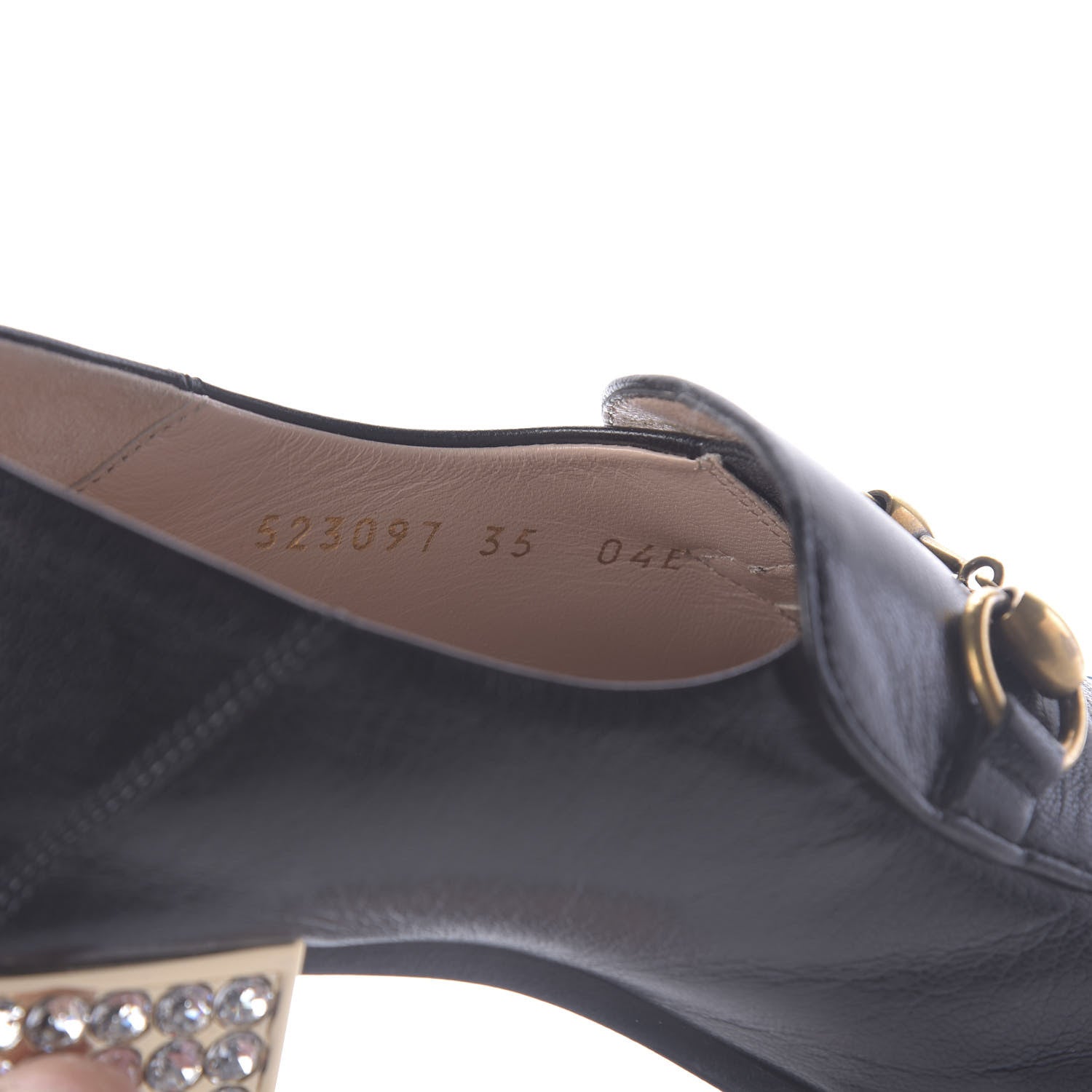 Gucci Goatskin Crystal Womens Horsebit Loafers 35 Black 12 of 13