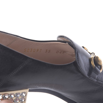 Gucci Goatskin Crystal Womens Horsebit Loafers 35 Black 12 of 13