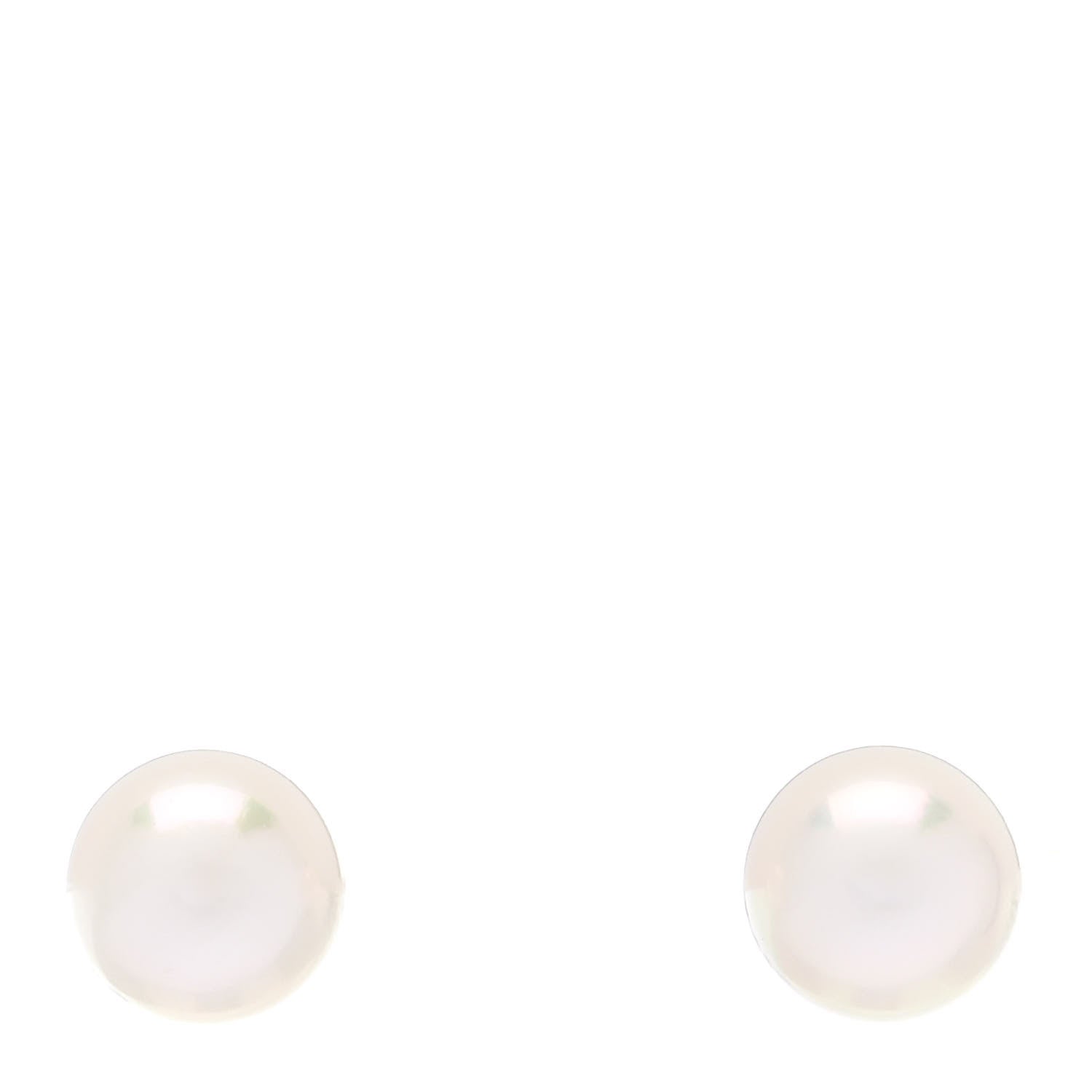 Tiffany 18K White Gold Akoya Cultured Pearl 6-6.5mm Signature Earrings 1 of 4