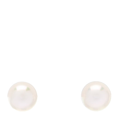 Tiffany 18K White Gold Akoya Cultured Pearl 6-6.5mm Signature Earrings 1 of 4