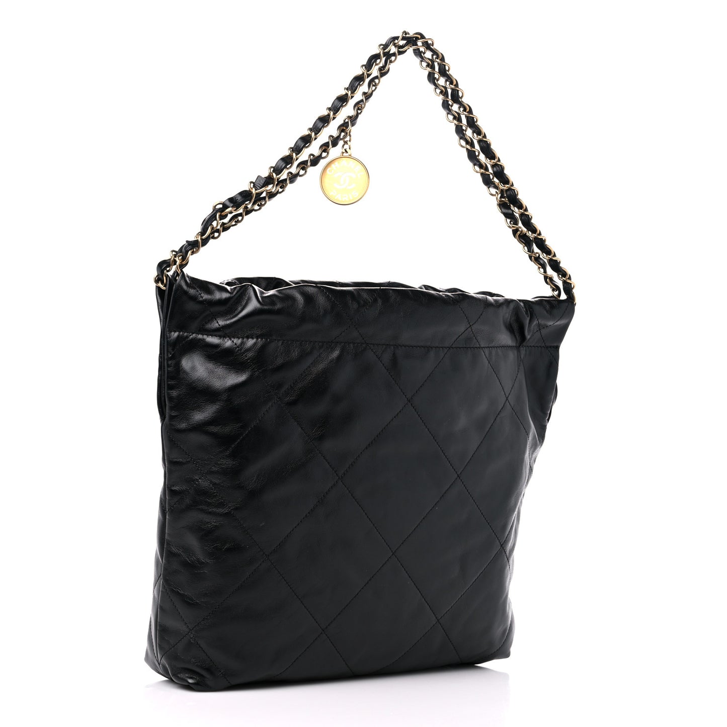 Shiny Calfskin Quilted Small Chanel 22 Black