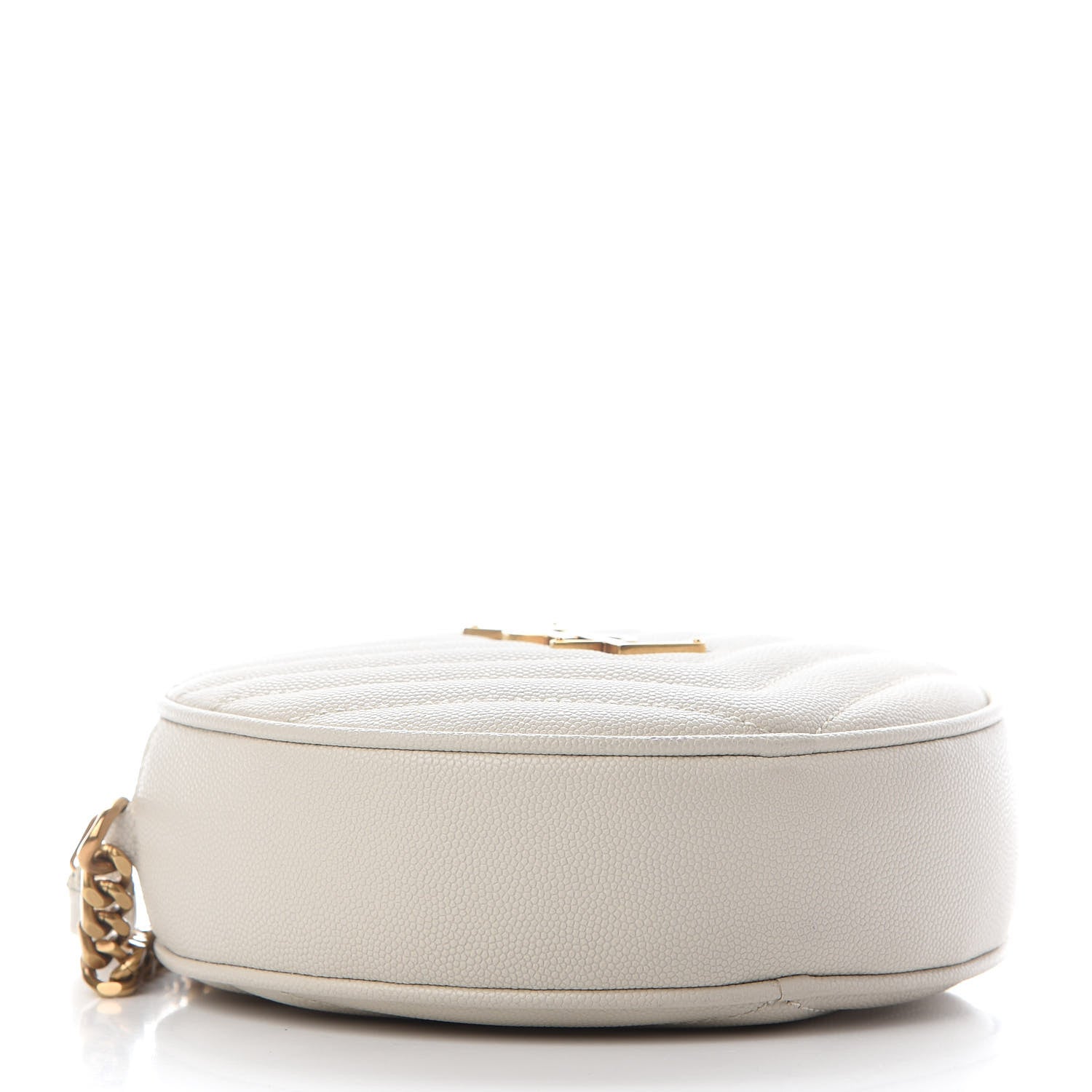 Saint Laurent Grain De Poudre Matelasse Chevron Quilted Round Vinyle Camera Bag Crema Soft 3 of 9
