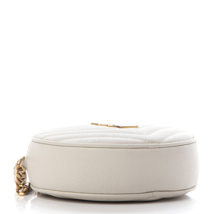 Saint Laurent Grain De Poudre Matelasse Chevron Quilted Round Vinyle Camera Bag Crema Soft 3 of 9