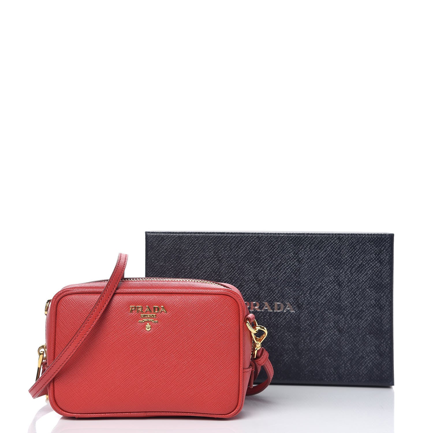 Prada Saffiano Mini Camera Crossbody Bag Rosso 11 of 11
