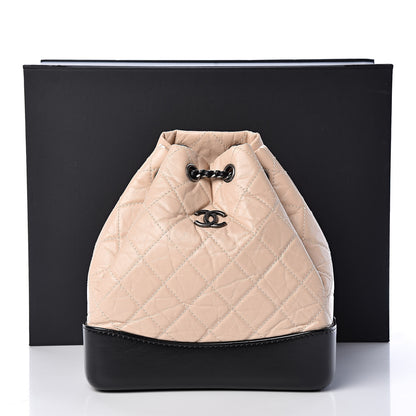 Chanel Aged Calfskin Quilted Small Gabrielle Backpack Beige Black 11 of 11