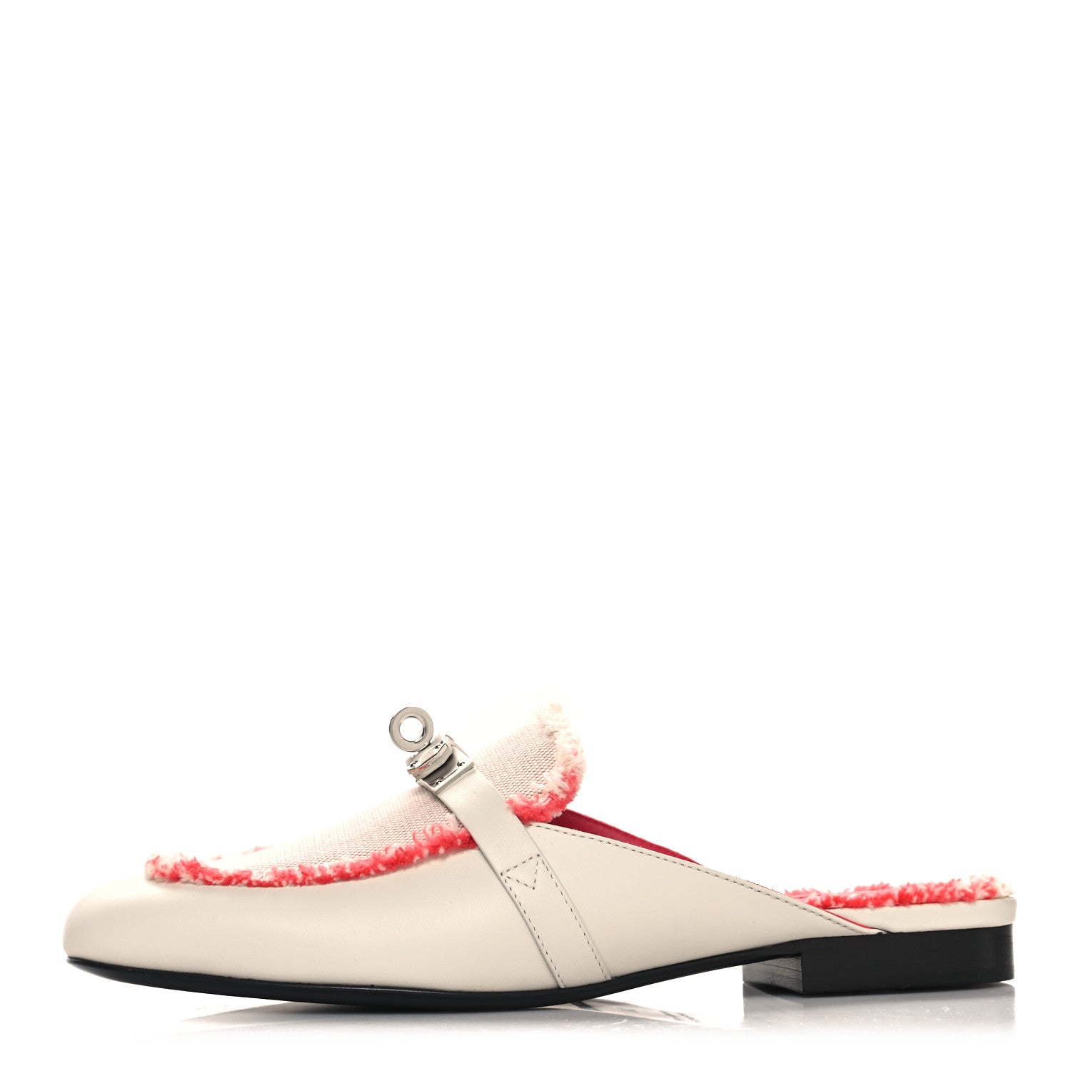 Hermes Calfskin Fringed H Canvas Oz Mules 36 Beige Glaise Framboise 1 of 9