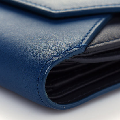 Christian Dior Calfskin Bi-Color Envelope Wallet Blue Black 10 of 12