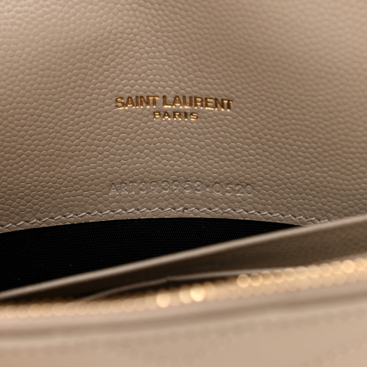 Saint Laurent Grain De Poudre Matelasse Chevron Monogram Envelope Chain Wallet Dark Beige 7 of 8