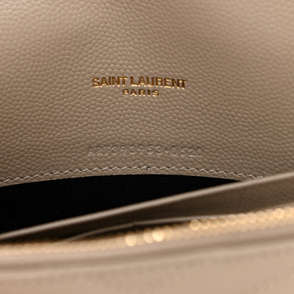 Saint Laurent Grain De Poudre Matelasse Chevron Monogram Envelope Chain Wallet Dark Beige 7 of 8