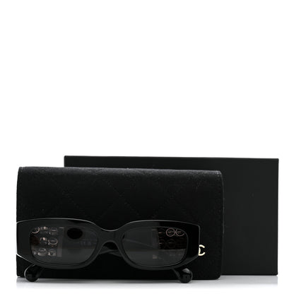 Chanel Acetate Glass Pearl Polarized Oval Sunglasses 5544 Black 8 of 8