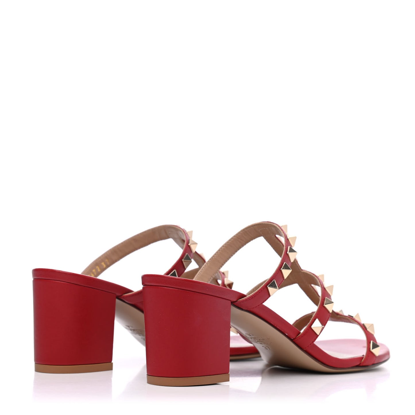 Calfskin Rockstud 60mm Caged Slide Sandals 37 Rosso Valentino