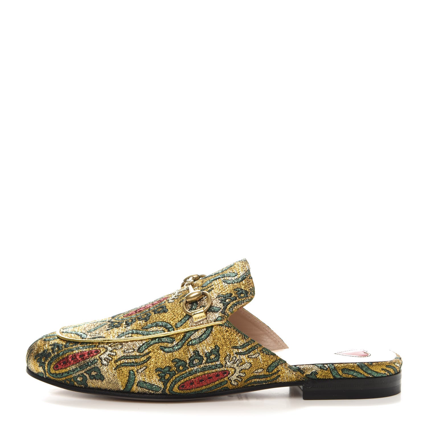Gucci Iridescent Brocade Womens Princetown Slippers 35 Gold Multicolor 1 of 9