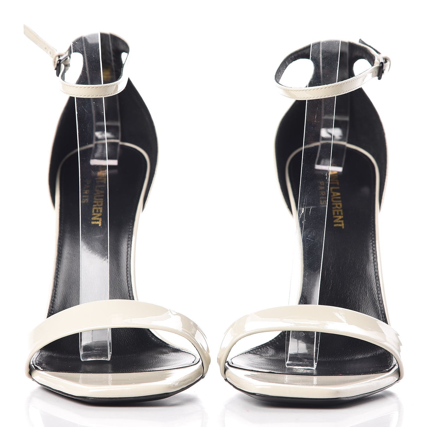 Patent Calfskin Amber 105 Ankle Strap Sandals 39.5 White