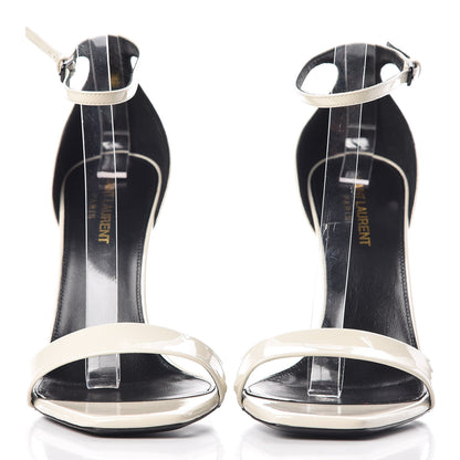 Saint Laurent Patent Calfskin Amber 105 Ankle Strap Sandals 39.5 White 2 of 7