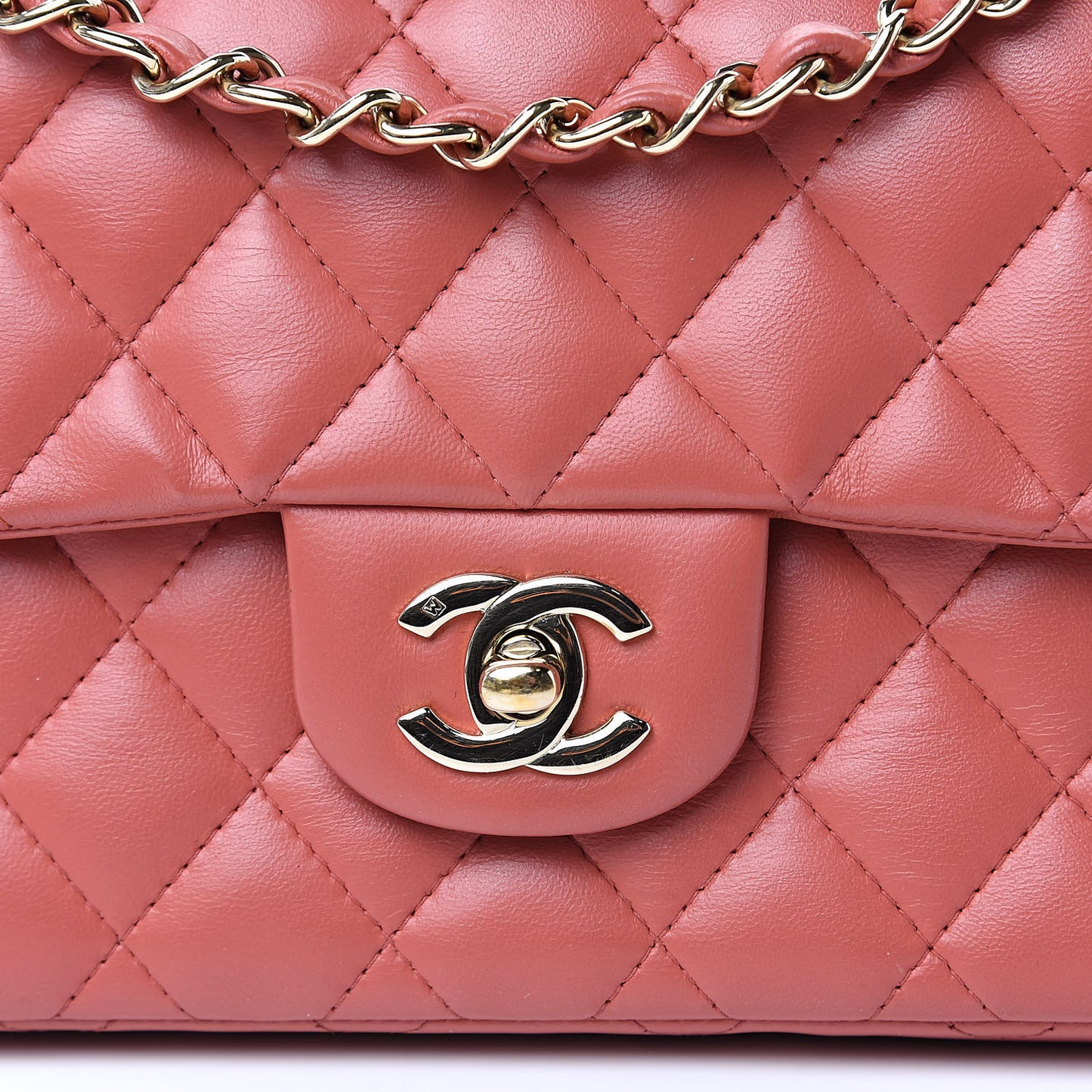 Lambskin Quilted East West Flap Coral