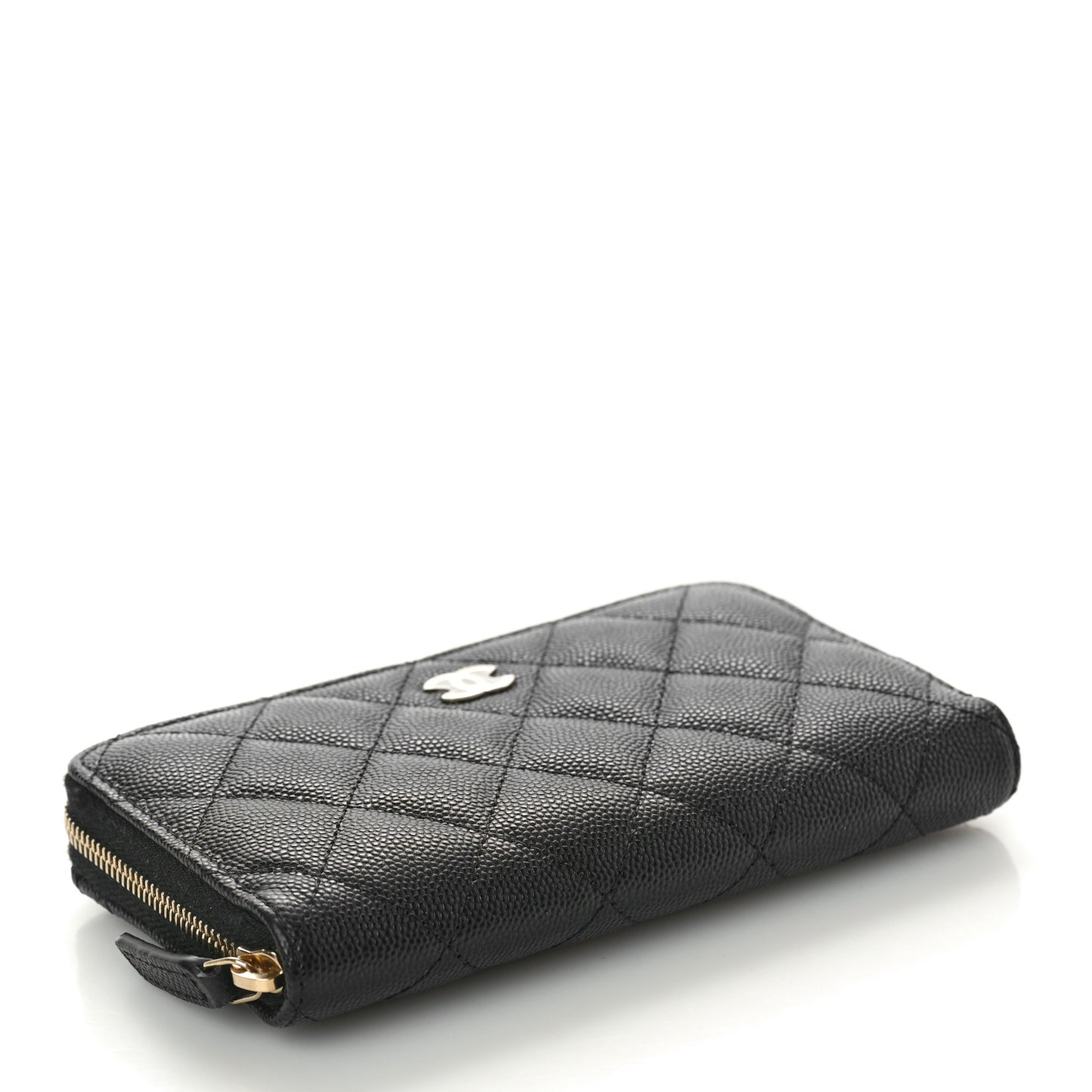 Caviar Quilted Medium Zip Around Wallet Black