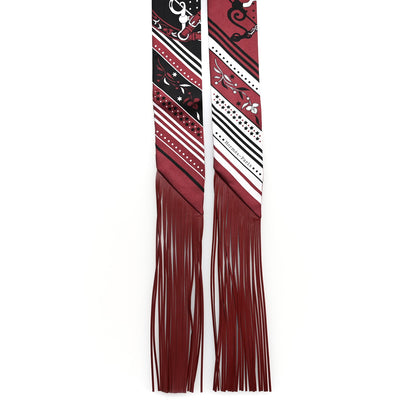 Hermes Silk Festival Des Amazones Bandana Fringed Twilly Rouge H 2 of 4