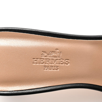 Hermes Calfskin Oasis Sandals 37.5 Black 6 of 8